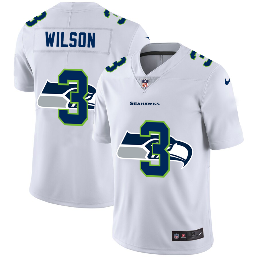 2020 New Men Seattle Seahawks 3 Wilson White Limited NFL Nike jerseys